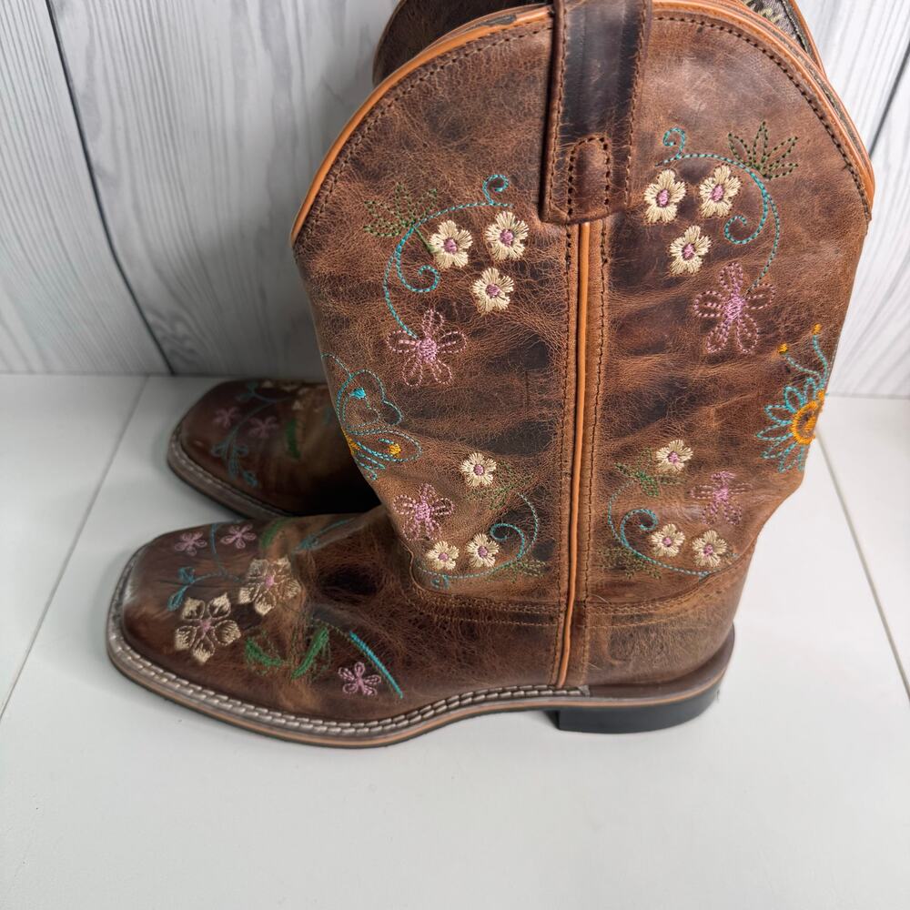 Smoky Mountain Boots Youth Sz 5R/Woman’s Sz 6.5 Floral Brown Square 3843Y - Picture 3 of 9